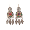 Antique Berber Earrings Silver, enamel flowers, red glass and Niello Amazigh earrings