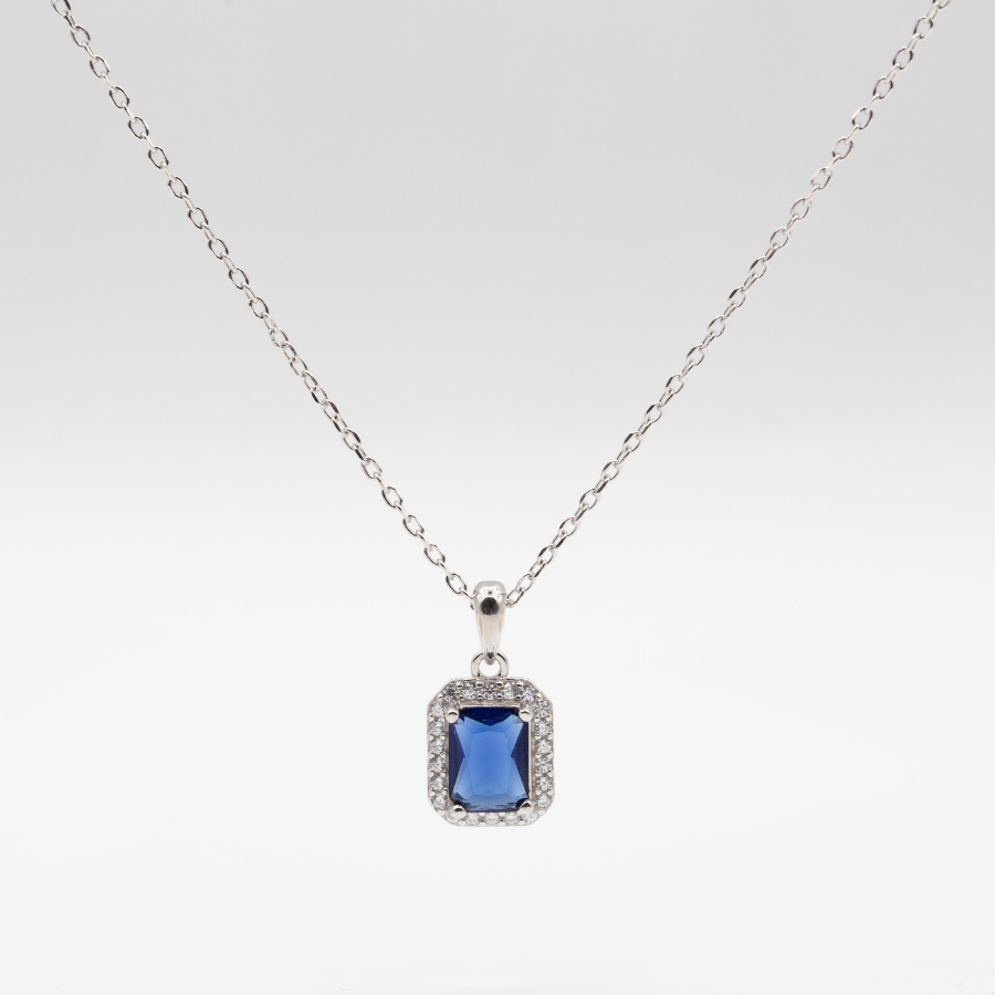 Square Silver Pendant Locket with Blue in the middle | Buy Now and Cherish Forever