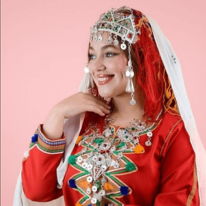 TAOUNZA Berber Amazigh Belong Headdress Silver, enamel, and glass beads