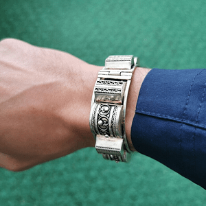 Tiznit Silver Bracelet | Ethical Amazigh Berber Bracelet with needle closure