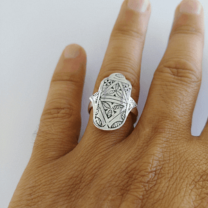 MOROCCAN HAMSA HAND RING Special Handmade in Silver