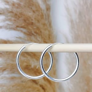 Chunky Silver Hoop Earrings Glowing | 50 mm hoops 35 mm hoops