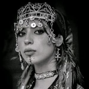 TAOUNZA Berber Amazigh Belong Headdress Silver, enamel, and glass beads