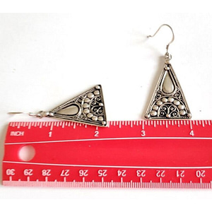 Sterling Silver Triangle Earrings | Amazigh and Berber Tribal Charm | Zoos Jewelry Discount