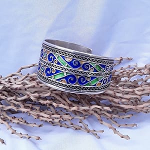 Handmade Silver Enamel Bracelet Cuff: A Tapestry of Tuareg, Berber, and Amazigh Traditions