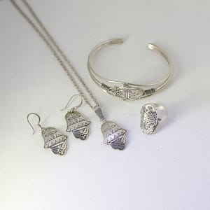 Hand Of Fatima Pendant & ring & bracelet & earrings | Unique Khamsa Set Hamsa Jewelry