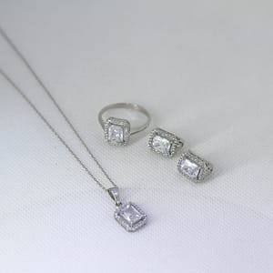 Elevate Your Wedding with our Sterling Silver Cubic Zirconia Wedding Sets - Timeless Elegance Collection