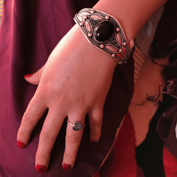 Handmade filigree bracelet cuff , Moroccan silver filigree