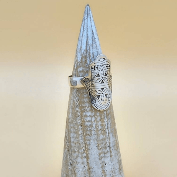 MOROCCAN HAMSA HAND RING Special Handmade in Silver