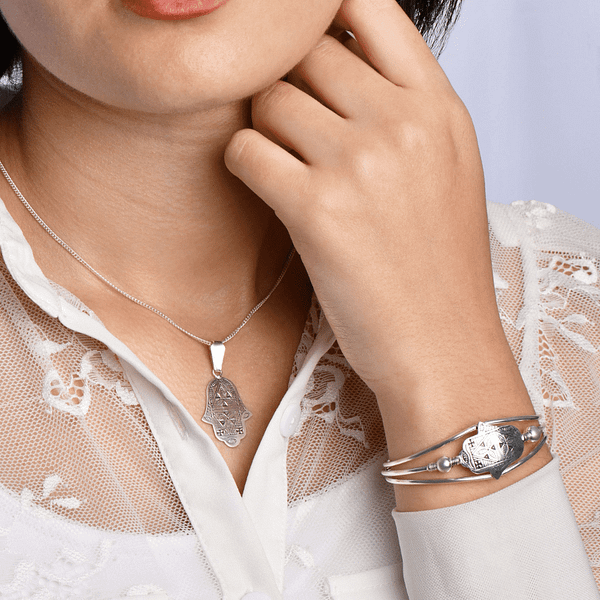 Hand Of Fatima Pendant & ring & bracelet & earrings | Khamsa Set Hamsa Jewelry