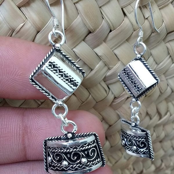 Tuareg Berber Silver Drop Earrings: Exquisite Amazigh Inspired Jewelry