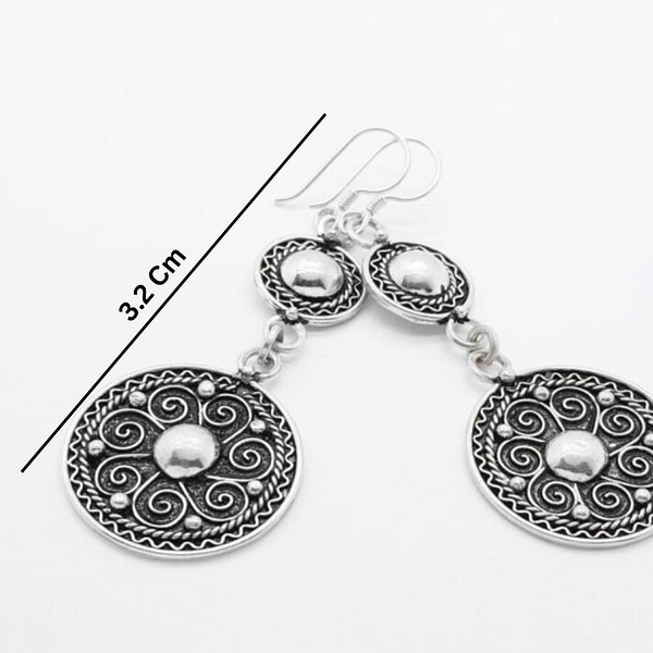 Long Hoop Earrings | Handmade Silver 925 with Amazigh and Berber Tribal Flair | Zoos Jewelry Discount