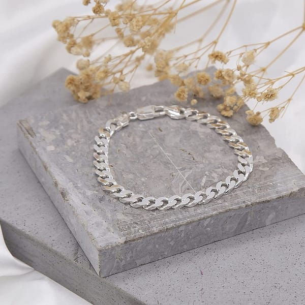 Unleash Your Style with a Timeless Silver Men's Curb Chain Bracelet | Buy Now!