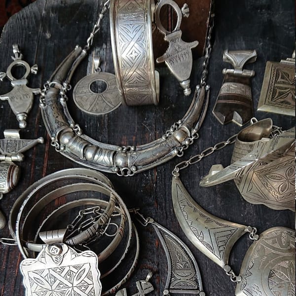 Tuareg Berber Silver Double Cuff Bracelets: Uniting Amazigh and Moroccan Charms
