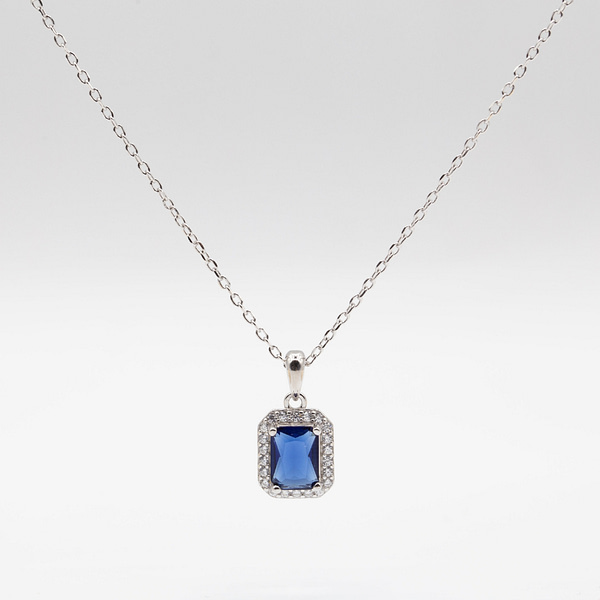 Square Silver Pendant Locket with Blue in the middle | Buy Now and Cherish Forever